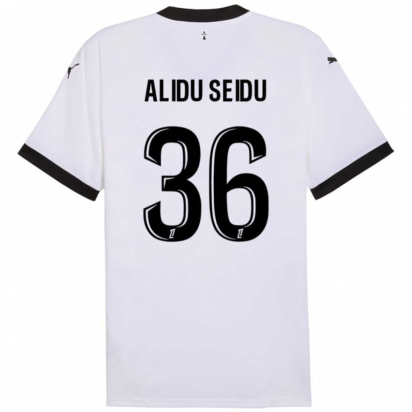 Kinder Alidu Seidu #36 Weiß Schwarz Auswärtstrikot Trikot 2024/25 T-Shirt