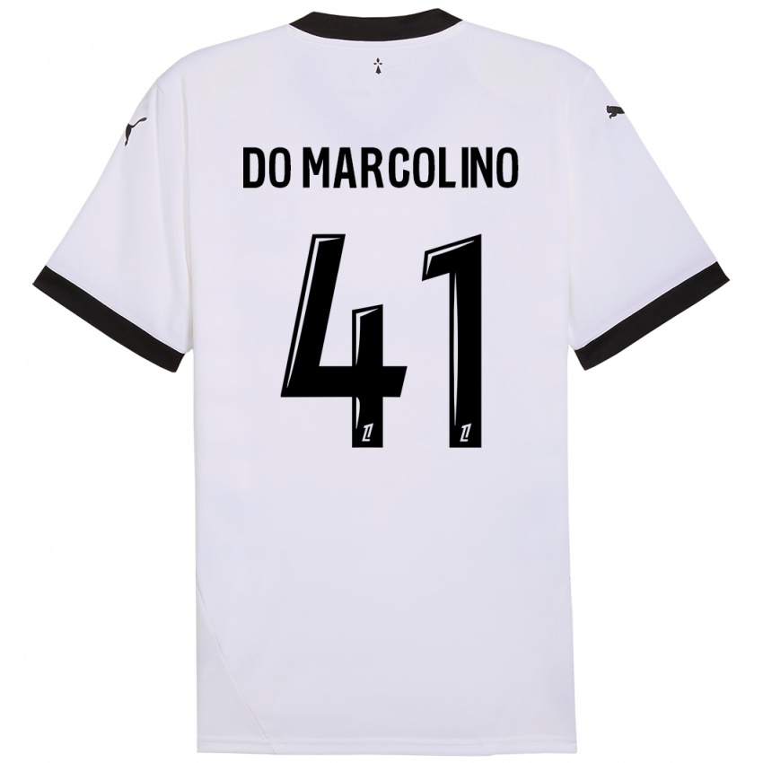 Kinder Alan Do Marcolino #41 Weiß Schwarz Auswärtstrikot Trikot 2024/25 T-Shirt