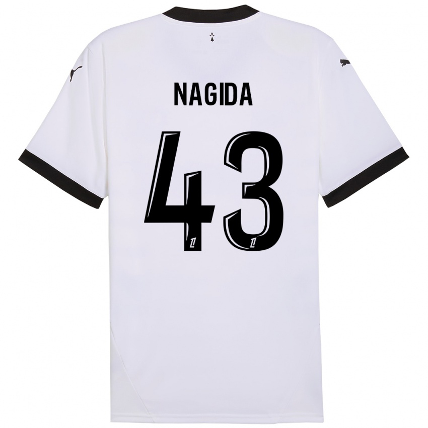 Kinder Mahamadou Nagida #43 Weiß Schwarz Auswärtstrikot Trikot 2024/25 T-Shirt