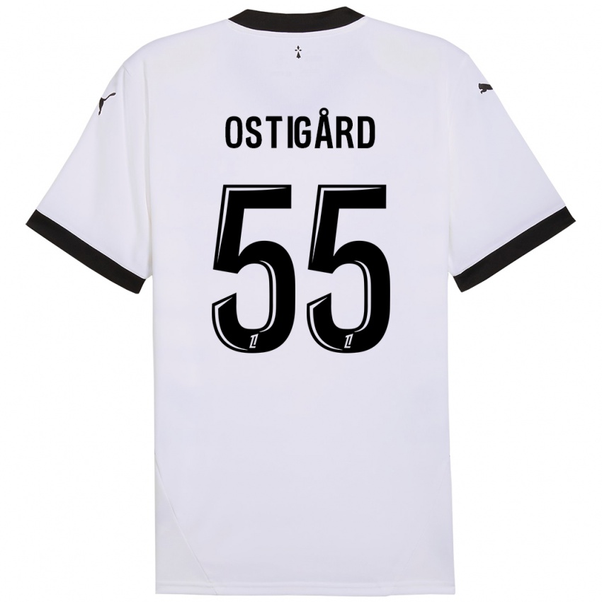 Kinder Leo Ostigard #55 Weiß Schwarz Auswärtstrikot Trikot 2024/25 T-Shirt