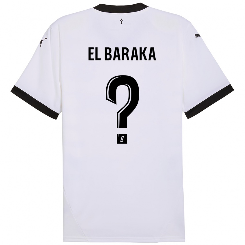 Kinder Jibril El Baraka #0 Weiß Schwarz Auswärtstrikot Trikot 2024/25 T-Shirt