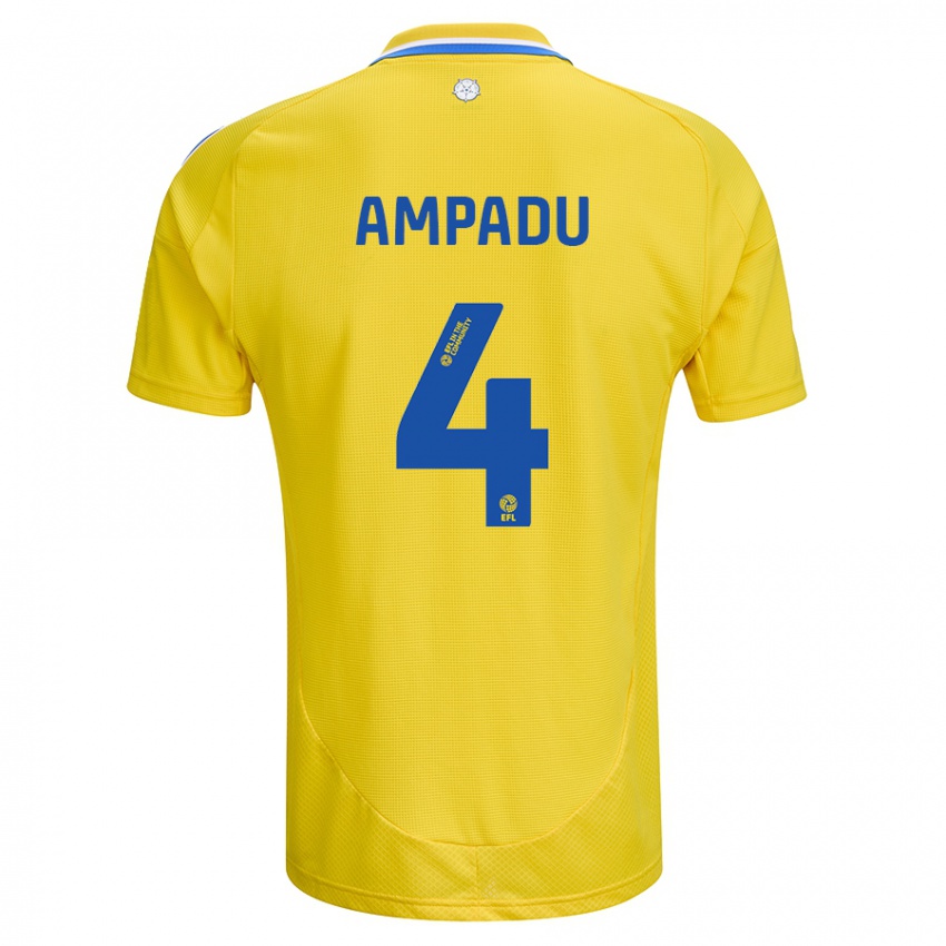 Kinder Ethan Ampadu #4 Gelb Blau Auswärtstrikot Trikot 2024/25 T-Shirt