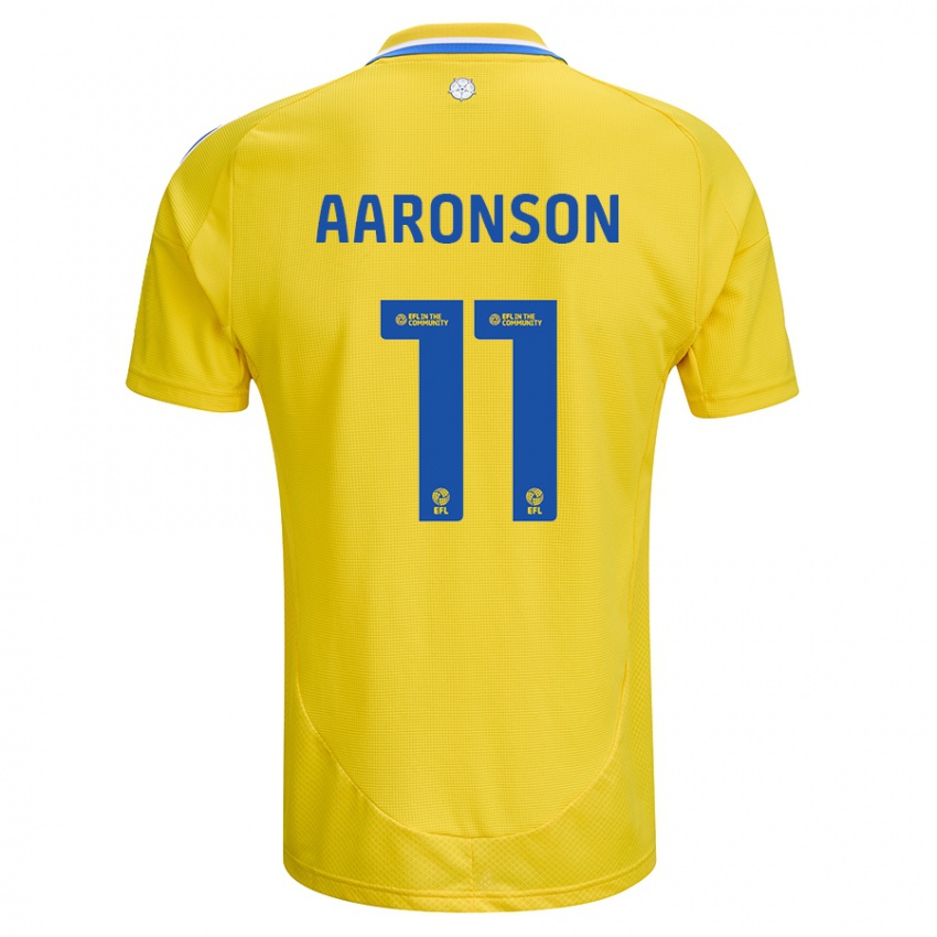 Kinder Brenden Aaronson #11 Gelb Blau Auswärtstrikot Trikot 2024/25 T-Shirt