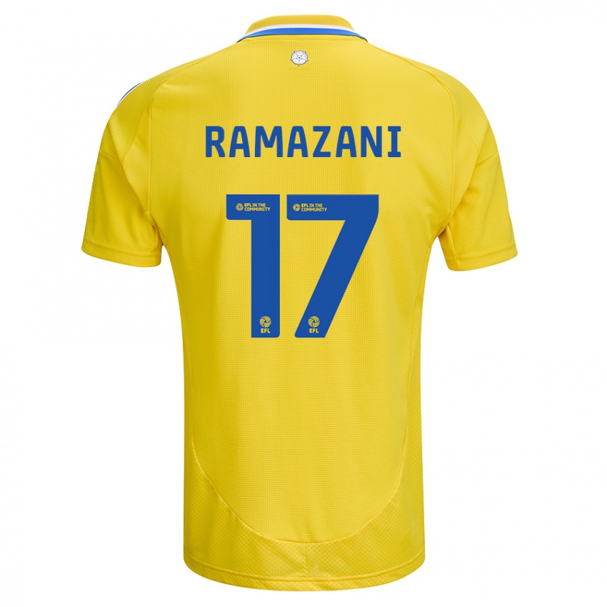 Kinder Largie Ramazani #17 Gelb Blau Auswärtstrikot Trikot 2024/25 T-Shirt