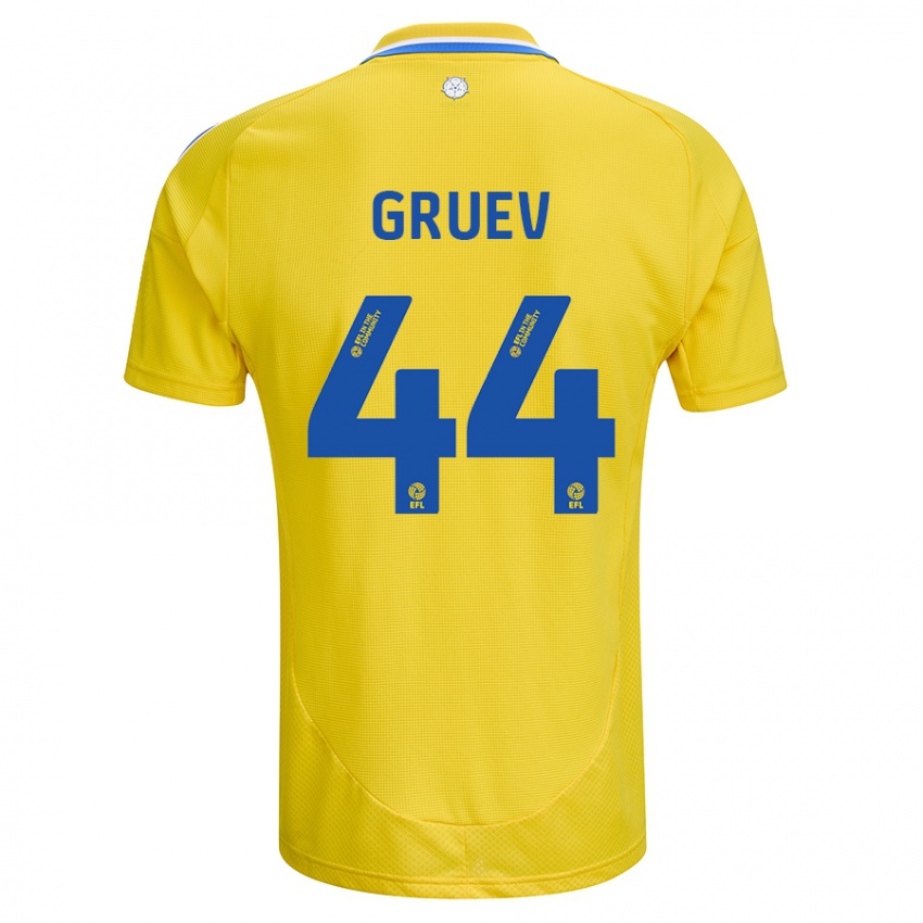 Kinder Ilia Gruev #44 Gelb Blau Auswärtstrikot Trikot 2024/25 T-Shirt