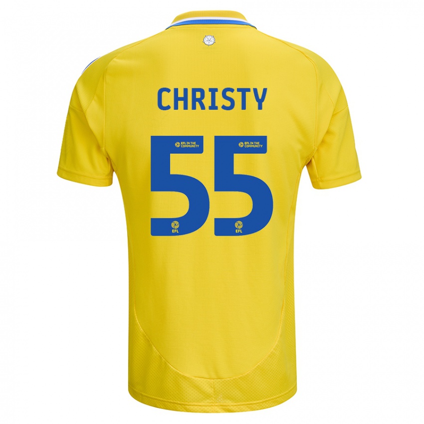 Kinder Harry Christy #55 Gelb Blau Auswärtstrikot Trikot 2024/25 T-Shirt