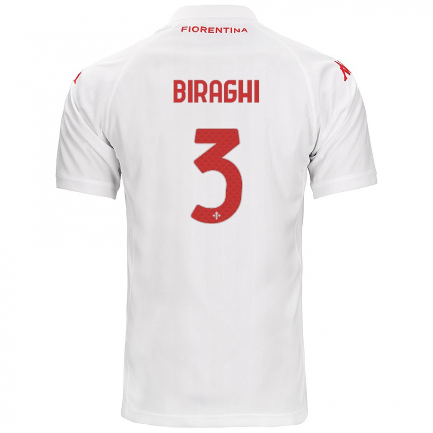 Kinder Cristiano Biraghi #3 Weiß Auswärtstrikot Trikot 2024/25 T-Shirt