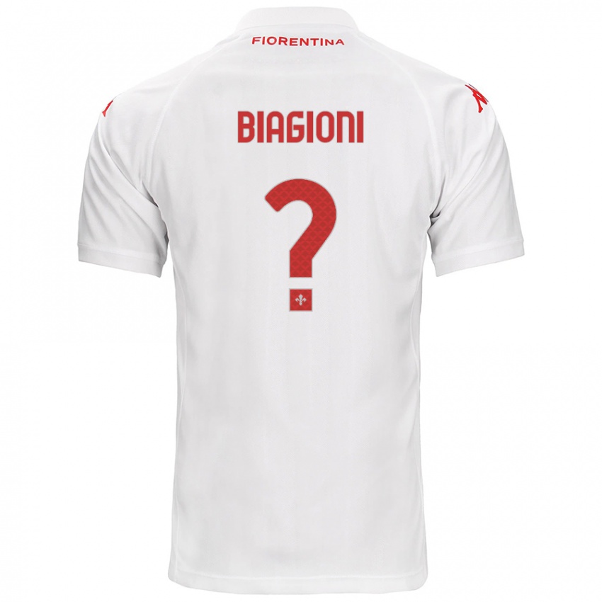 Kinder Lorenzo Biagioni #0 Weiß Auswärtstrikot Trikot 2024/25 T-Shirt