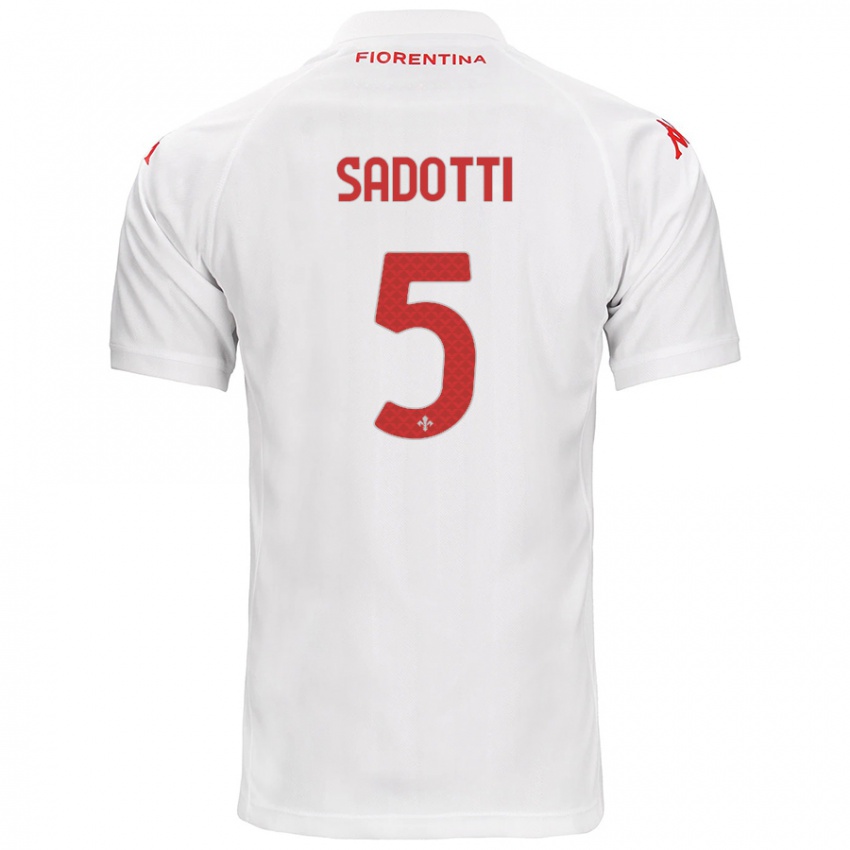 Kinder Edoardo Sadotti #5 Weiß Auswärtstrikot Trikot 2024/25 T-Shirt