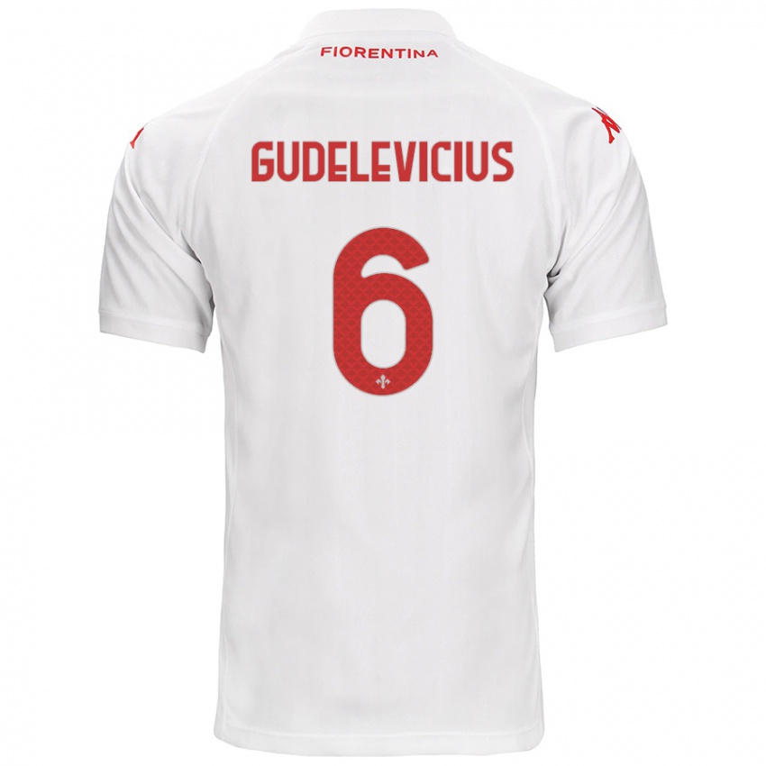 Kinder Ernestas Gudelevicius #6 Weiß Auswärtstrikot Trikot 2024/25 T-Shirt