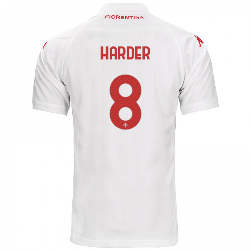 Kinder Jonas Harder #8 Weiß Auswärtstrikot Trikot 2024/25 T-Shirt