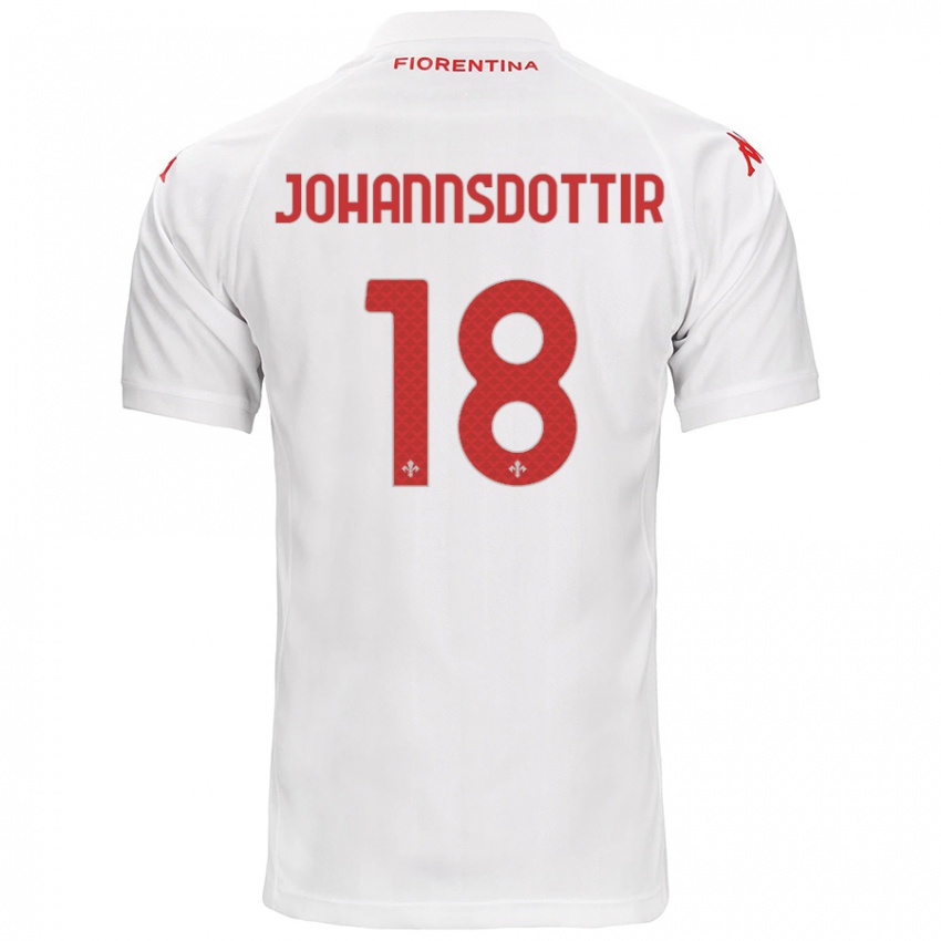 Kinder Alexandra Jóhannsdóttir #18 Weiß Auswärtstrikot Trikot 2024/25 T-Shirt