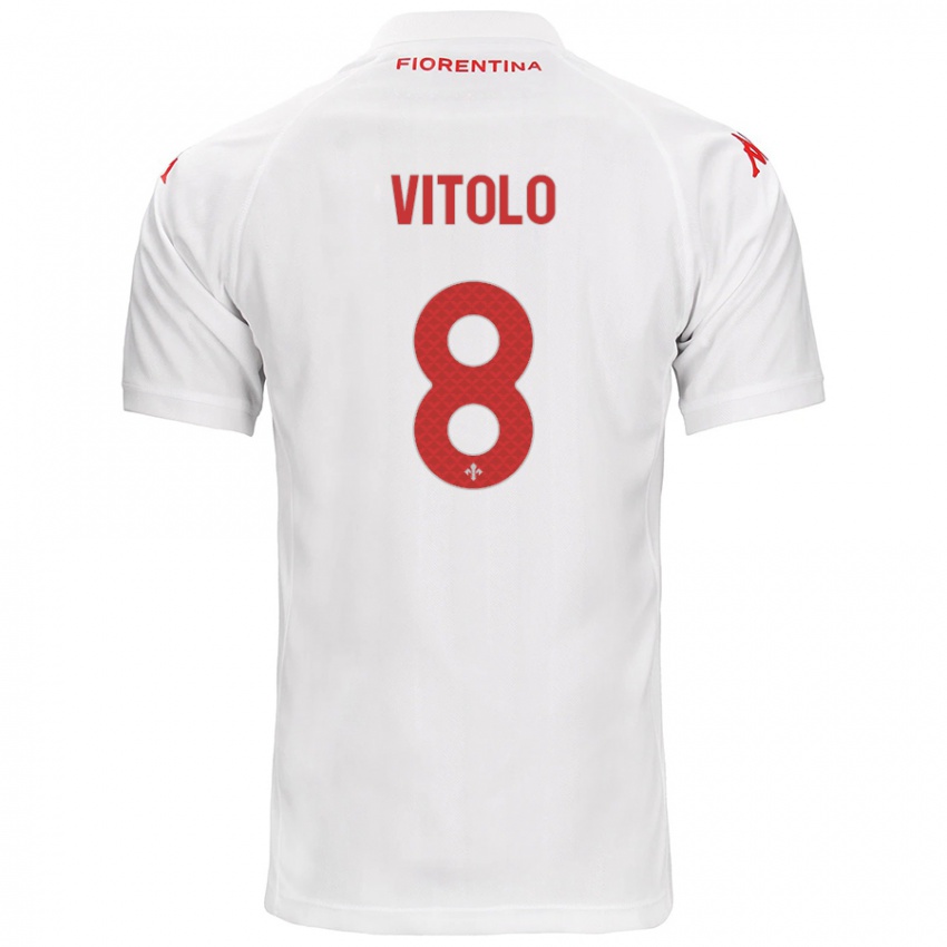 Kinder Federico Vitolo #8 Weiß Auswärtstrikot Trikot 2024/25 T-Shirt