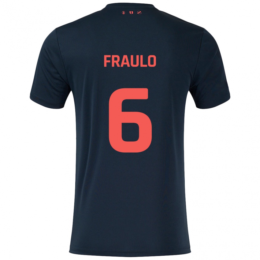 Kinder Oscar Fraulo #6 Schwarz Rot Auswärtstrikot Trikot 2024/25 T-Shirt