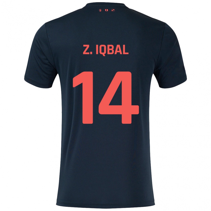 Kinder Zidane Iqbal #14 Schwarz Rot Auswärtstrikot Trikot 2024/25 T-Shirt