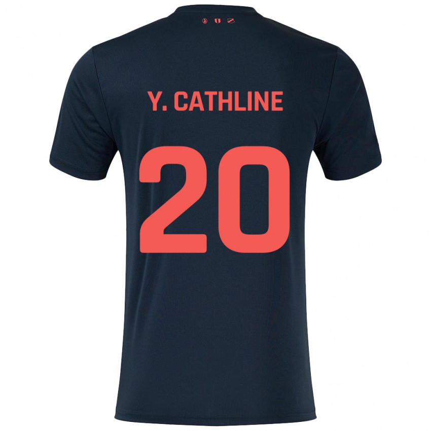 Kinder Yoann Cathline #20 Schwarz Rot Auswärtstrikot Trikot 2024/25 T-Shirt