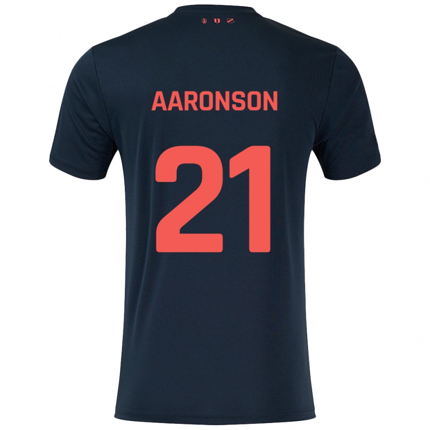 Kinder Paxten Aaronson #21 Schwarz Rot Auswärtstrikot Trikot 2024/25 T-Shirt