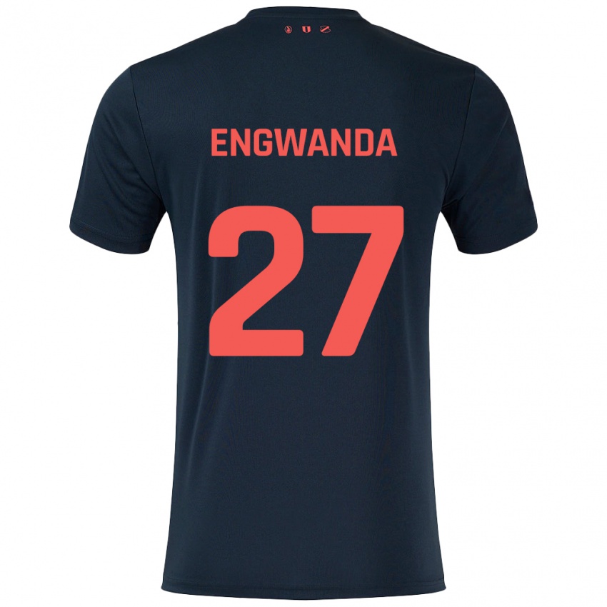 Kinder Alonzo Engwanda #27 Schwarz Rot Auswärtstrikot Trikot 2024/25 T-Shirt