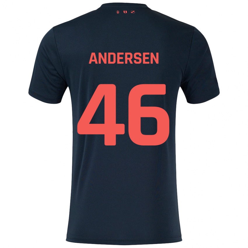 Kinder Silas Andersen #46 Schwarz Rot Auswärtstrikot Trikot 2024/25 T-Shirt