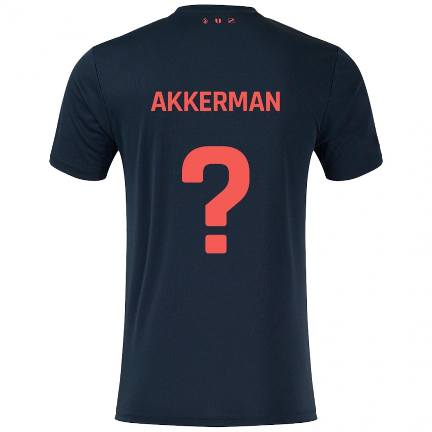 Kinder Mees Akkerman #0 Schwarz Rot Auswärtstrikot Trikot 2024/25 T-Shirt