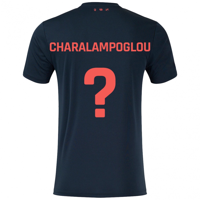 Kinder Georgios Charalampoglou #0 Schwarz Rot Auswärtstrikot Trikot 2024/25 T-Shirt