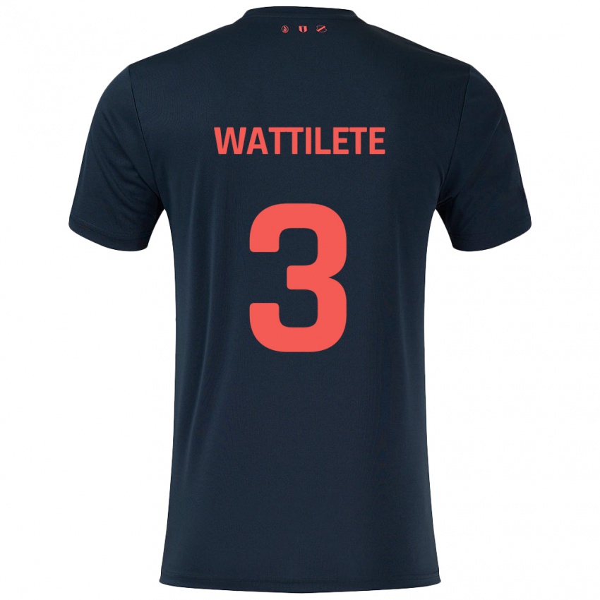 Kinder Julia Wattilete #3 Schwarz Rot Auswärtstrikot Trikot 2024/25 T-Shirt