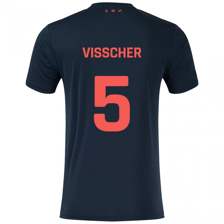 Kinder Amber Visscher #5 Schwarz Rot Auswärtstrikot Trikot 2024/25 T-Shirt