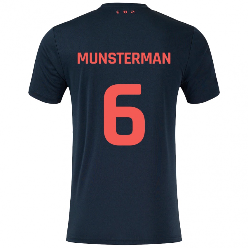 Kinder Marthe Munsterman #6 Schwarz Rot Auswärtstrikot Trikot 2024/25 T-Shirt