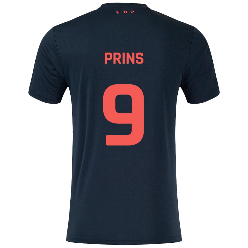 Kinder Femke Prins #9 Schwarz Rot Auswärtstrikot Trikot 2024/25 T-Shirt