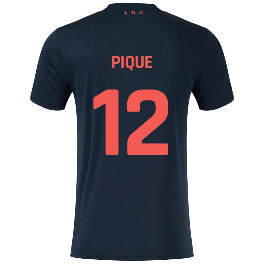 Kinder Naomi Piqué #12 Schwarz Rot Auswärtstrikot Trikot 2024/25 T-Shirt