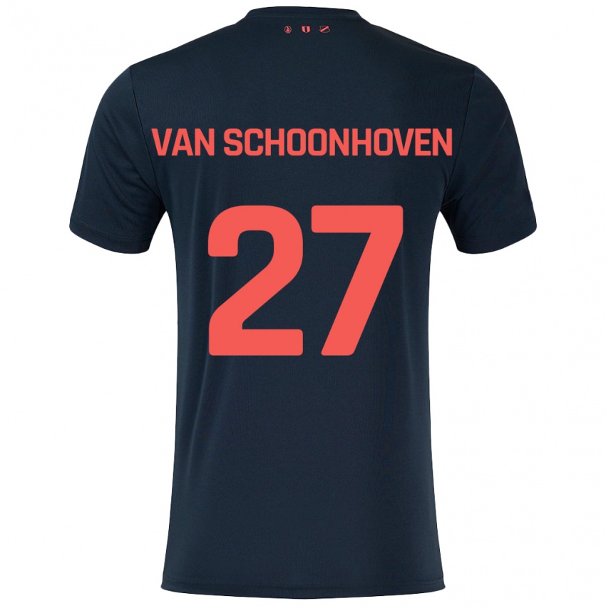 Kinder Nurija Van Schoonhoven #27 Schwarz Rot Auswärtstrikot Trikot 2024/25 T-Shirt