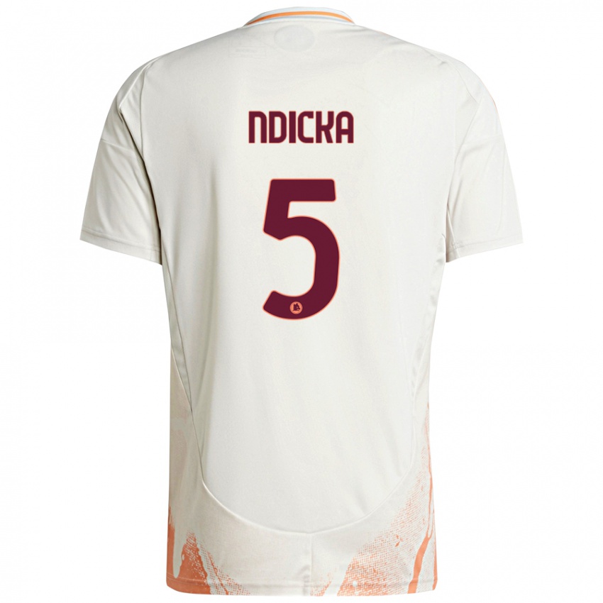 Kinder Evan Ndicka #5 Cremeweiß Orange Auswärtstrikot Trikot 2024/25 T-Shirt