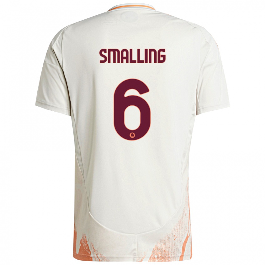 Kinder Chris Smalling #6 Cremeweiß Orange Auswärtstrikot Trikot 2024/25 T-Shirt