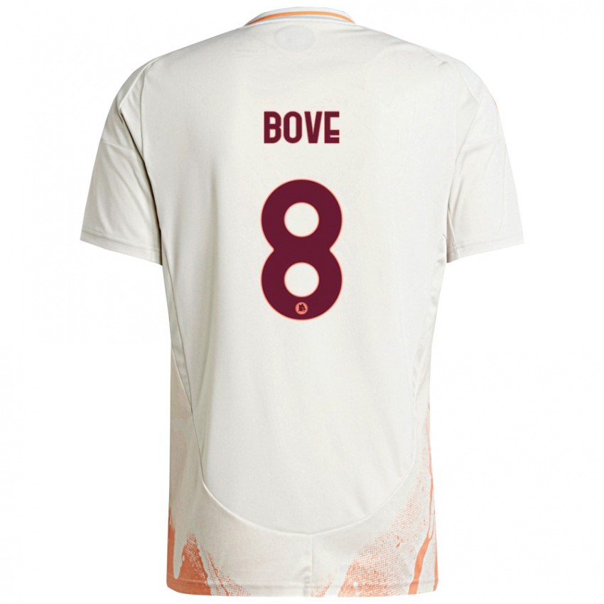 Kinder Edoardo Bove #8 Cremeweiß Orange Auswärtstrikot Trikot 2024/25 T-Shirt