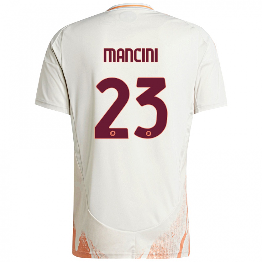 Kinder Gianluca Mancini #23 Cremeweiß Orange Auswärtstrikot Trikot 2024/25 T-Shirt