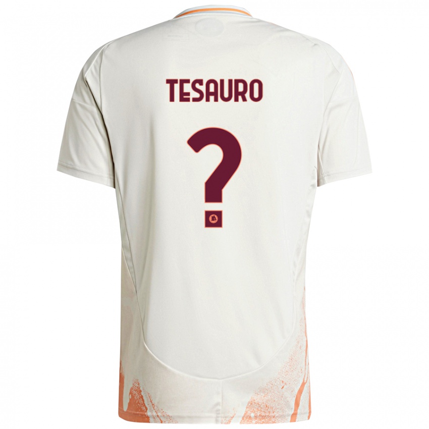 Kinder Emanuele Tesauro #0 Cremeweiß Orange Auswärtstrikot Trikot 2024/25 T-Shirt