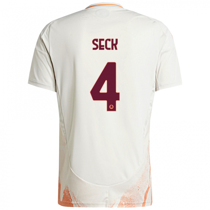 Kinder Mohamed Seck #4 Cremeweiß Orange Auswärtstrikot Trikot 2024/25 T-Shirt