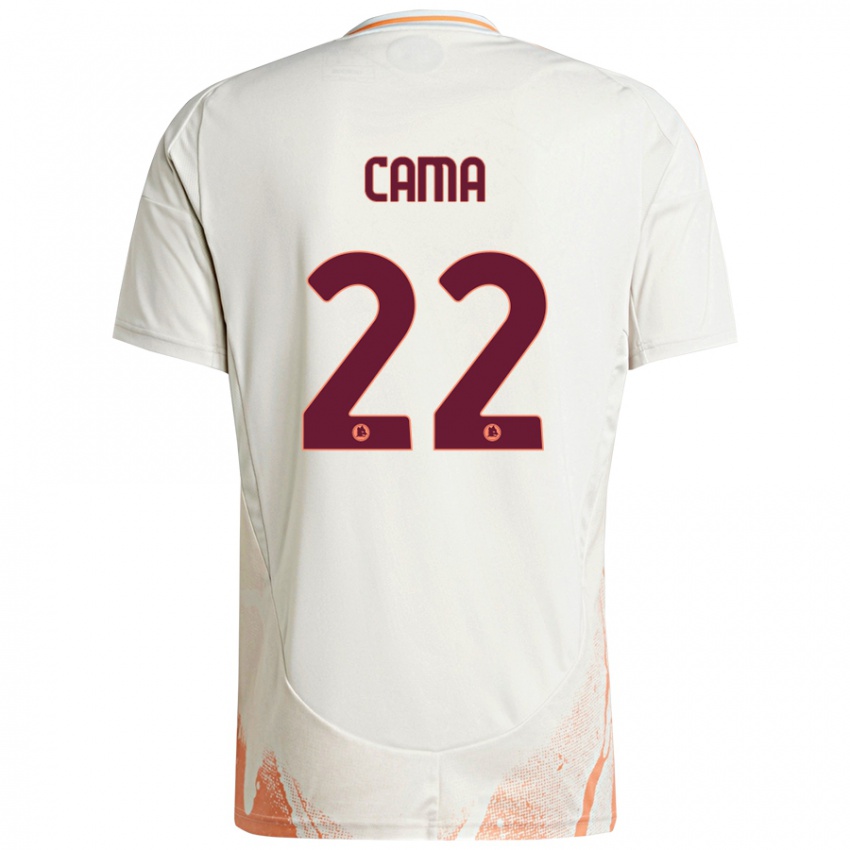 Kinder Cristian Cama #22 Cremeweiß Orange Auswärtstrikot Trikot 2024/25 T-Shirt