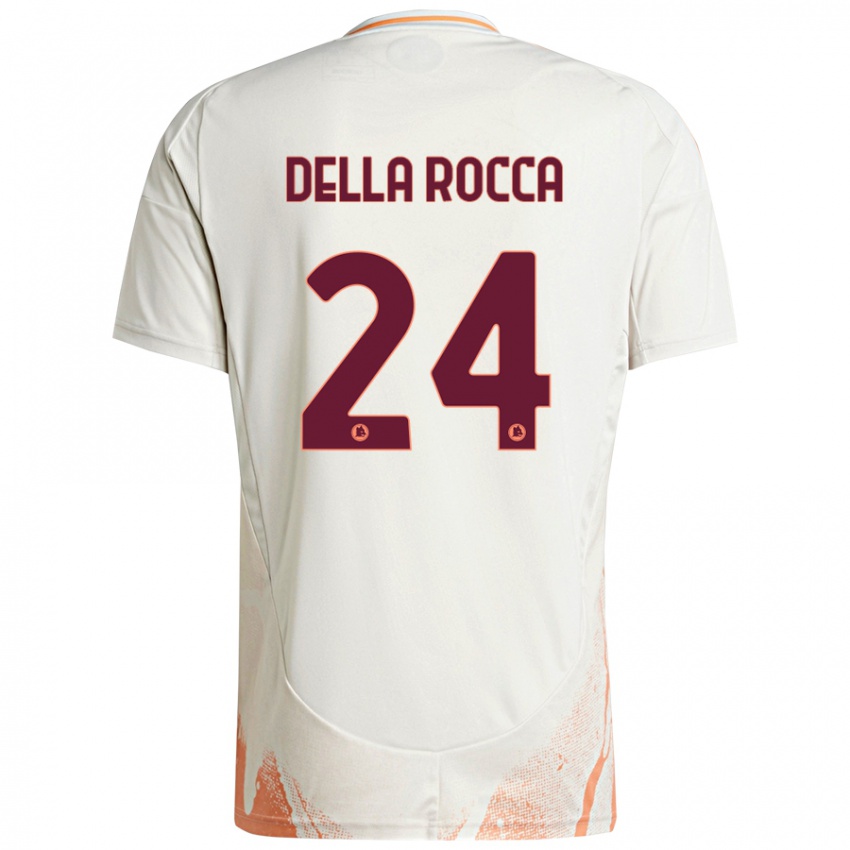 Kinder Mattia Della Rocca #24 Cremeweiß Orange Auswärtstrikot Trikot 2024/25 T-Shirt