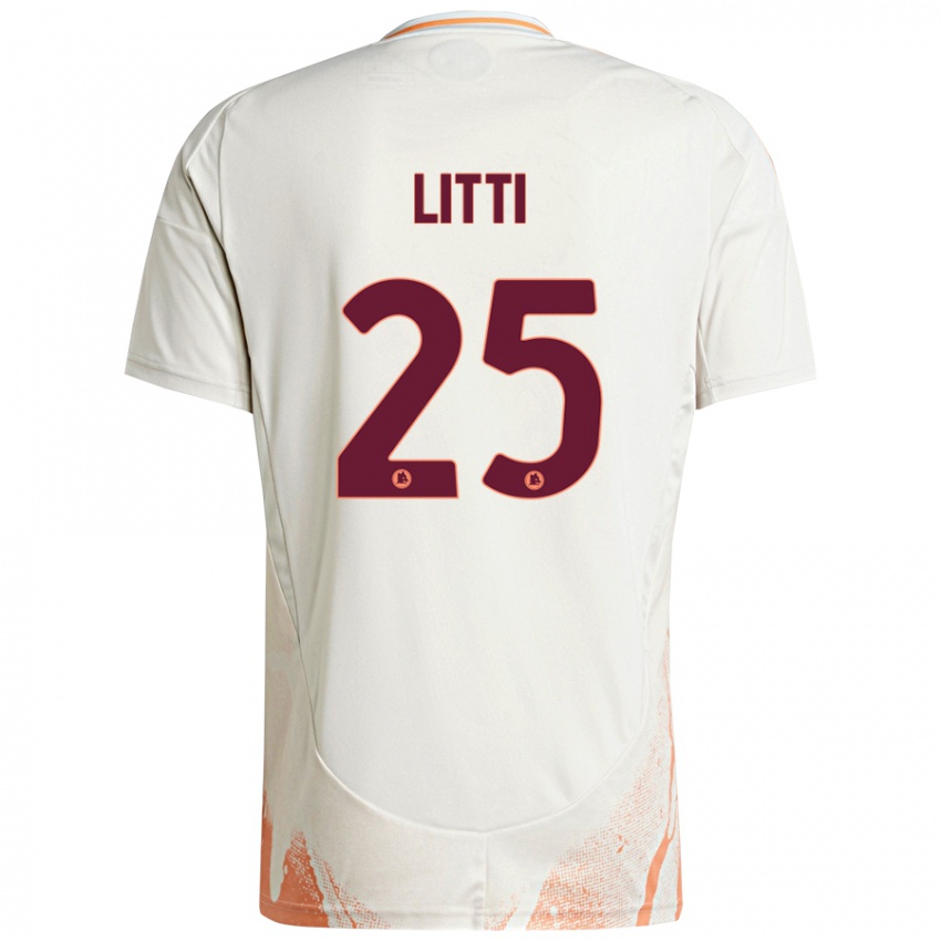 Kinder Marco Litti #25 Cremeweiß Orange Auswärtstrikot Trikot 2024/25 T-Shirt