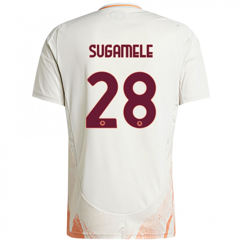 Kinder Alessandro Sugamele #28 Cremeweiß Orange Auswärtstrikot Trikot 2024/25 T-Shirt