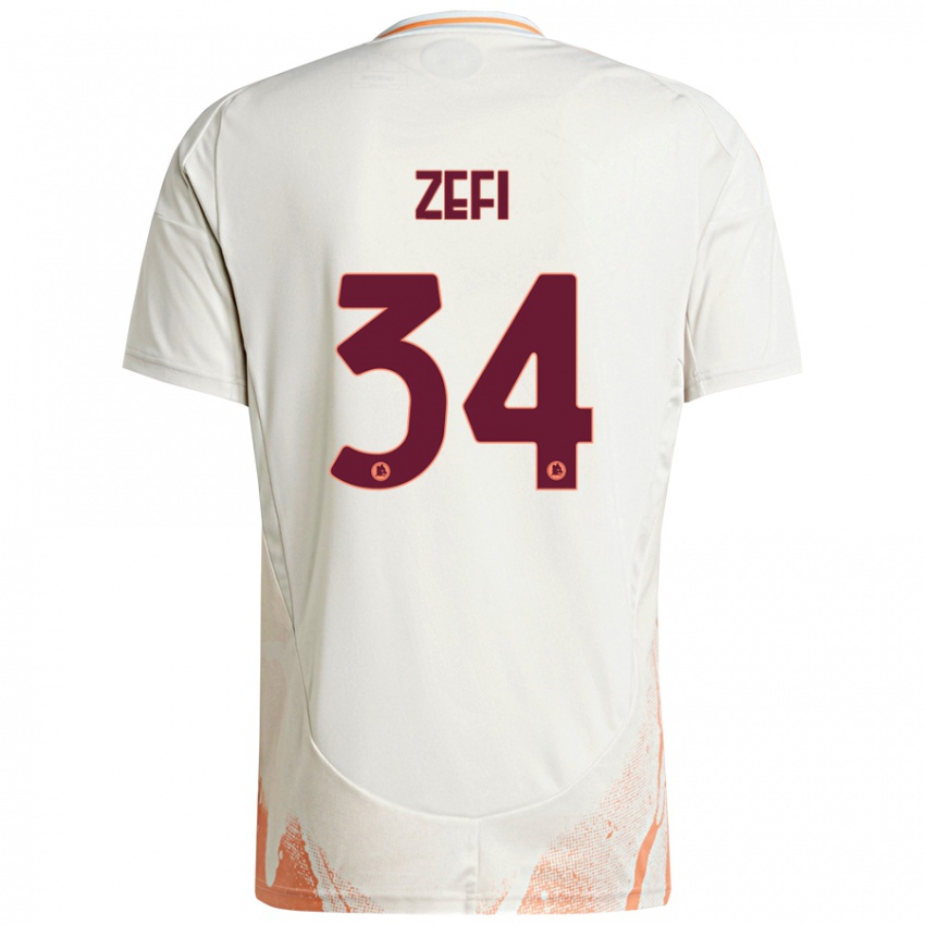 Kinder Kevin Zefi #34 Cremeweiß Orange Auswärtstrikot Trikot 2024/25 T-Shirt