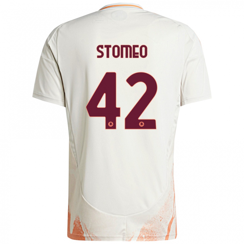 Kinder Giorgio Stomeo #42 Cremeweiß Orange Auswärtstrikot Trikot 2024/25 T-Shirt