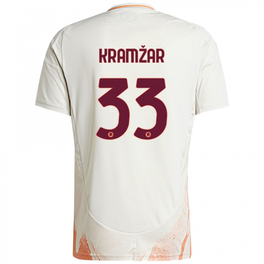 Kinder Zara Kramžar #33 Cremeweiß Orange Auswärtstrikot Trikot 2024/25 T-Shirt