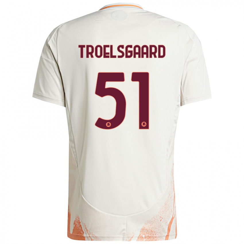 Kinder Sanne Troelsgaard #51 Cremeweiß Orange Auswärtstrikot Trikot 2024/25 T-Shirt