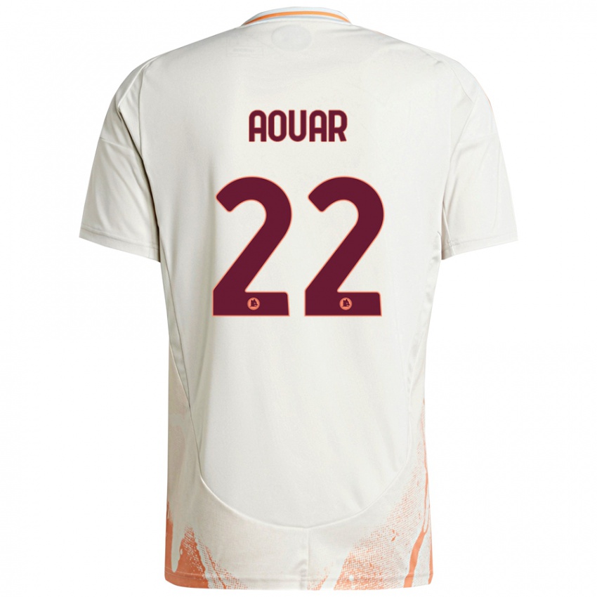 Kinder Houssem Aouar #22 Cremeweiß Orange Auswärtstrikot Trikot 2024/25 T-Shirt