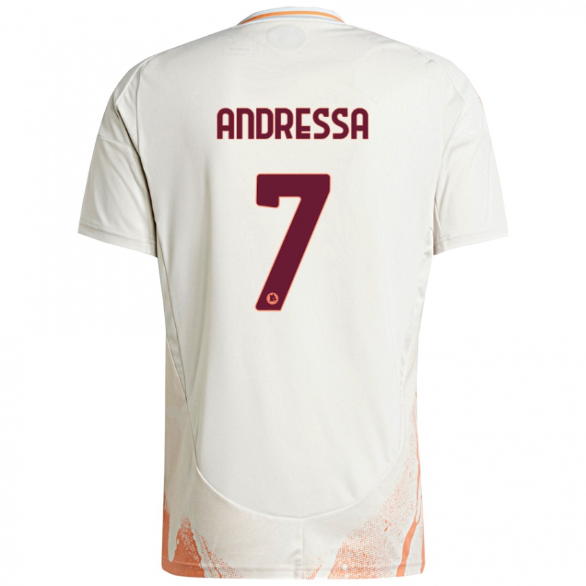 Kinder Andressa #7 Cremeweiß Orange Auswärtstrikot Trikot 2024/25 T-Shirt