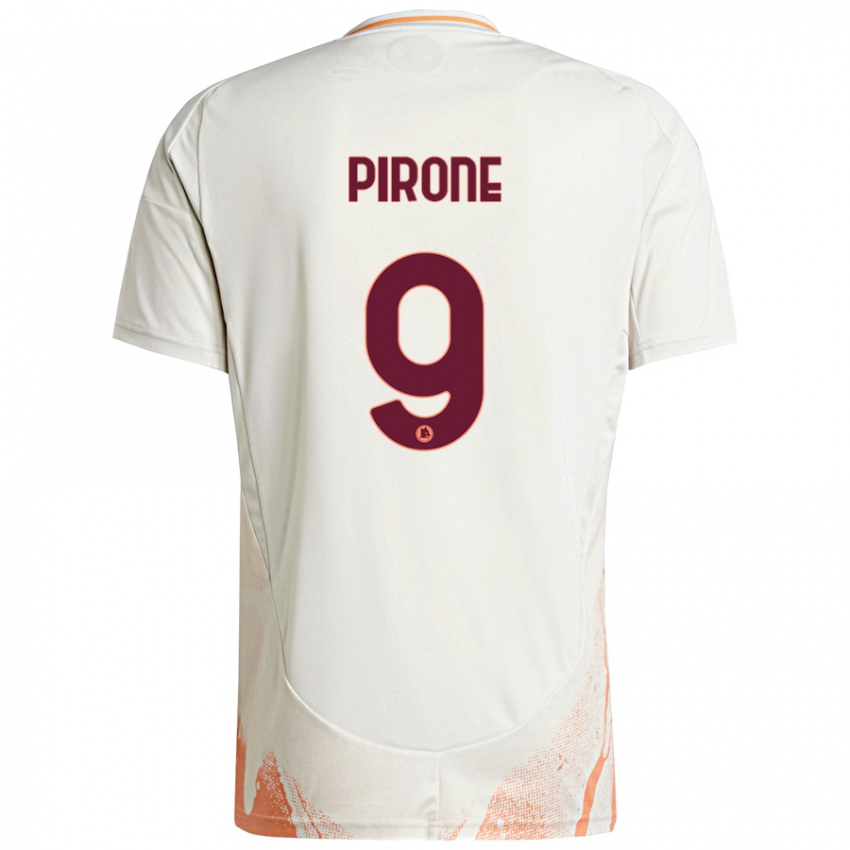 Kinder Valeria Pirone #9 Cremeweiß Orange Auswärtstrikot Trikot 2024/25 T-Shirt