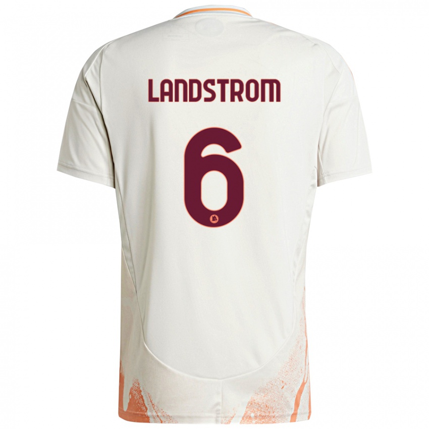 Kinder Elin Landstrom #6 Cremeweiß Orange Auswärtstrikot Trikot 2024/25 T-Shirt