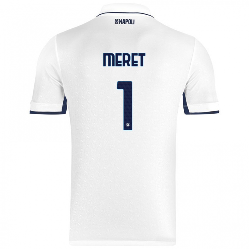 Kinder Alex Meret #1 Weiß Königsblau Auswärtstrikot Trikot 2024/25 T-Shirt